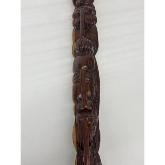 Vintage Hand Carved Wooden Walking Stick Or Cane Wood 39” - Beautiful Details - Picture 1 of 5